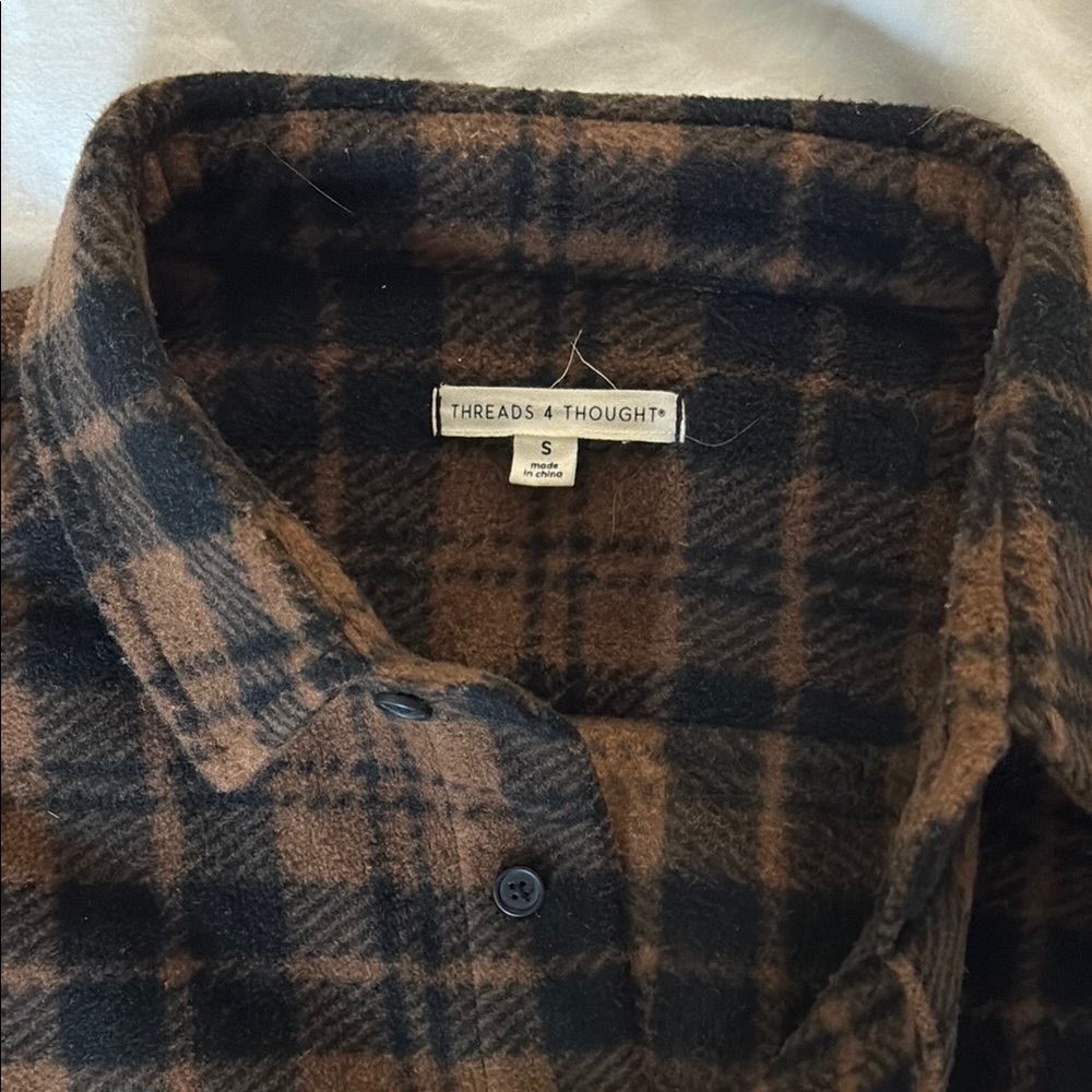 Threads 4 Thought Brown and Black heavy Plaid Shirt / Jacket
